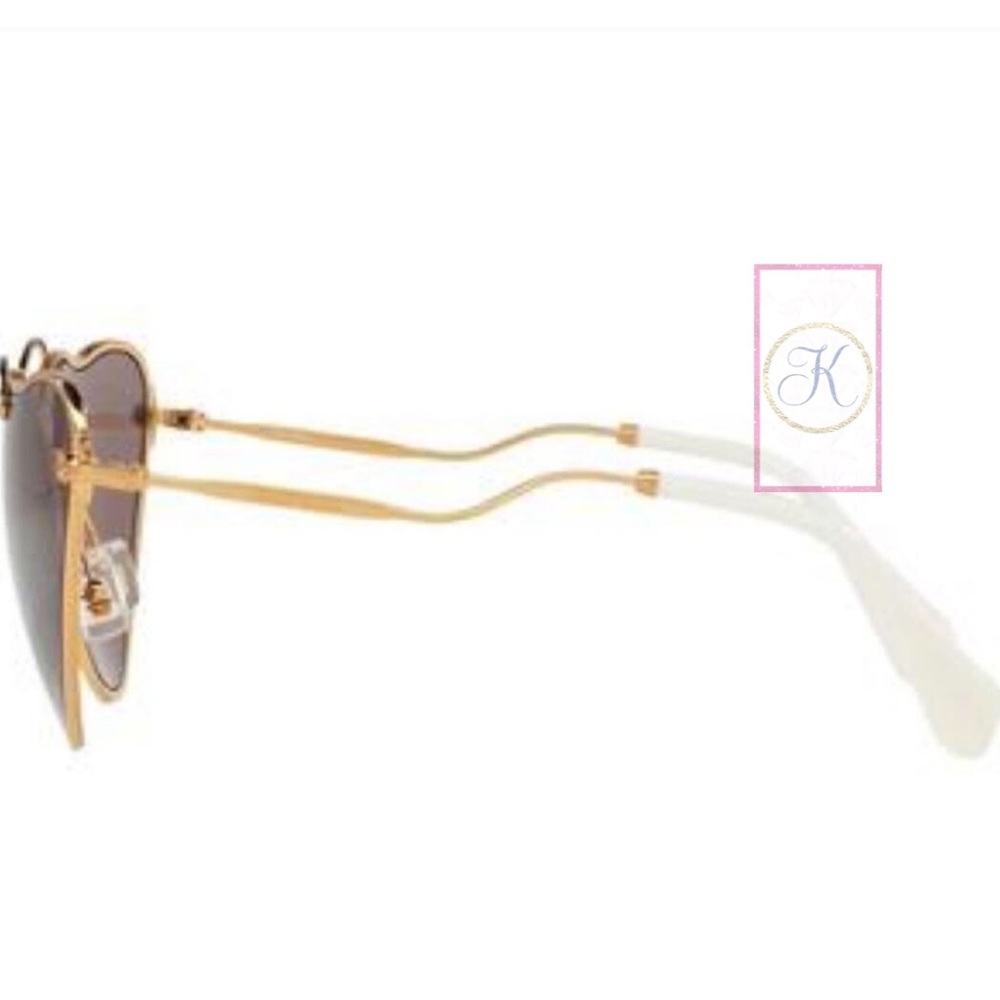 🎀Miu Miu MU55R 7OE GOLD HEART BUTTERFLY Authentic Sunglasses 🎀 Oversized 🎀 - Picture 4 of 6